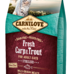 Carnilove Fresh Ξηρά Τροφή Χωρίς Σιτηρά για Ενήλικες Στειρωμένες Γάτες Όλων των Φυλών με Κυπρίνο και Πέστροφα 400 gr