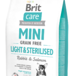 Brit Care Mini GF Light & Sterilised Ξηρά Τροφή Χωρίς Σιτηρά για Υπέρβαρους και Στειρωμένους Σκύλους Μικρόσωμων Φυλών με Κουνέλι και Σολομό 7 kgr