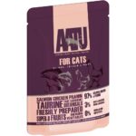 AATU Cat Pouch Salmon & Chicken & Prawn Πλήρης Υγρή Τροφή χωρίς Σιτηρά για Ενήλικες Γάτες όλων των Φυλών σε Φακελάκι με Σολομό, Κοτόπουλο και Γαρίδες 85 gr