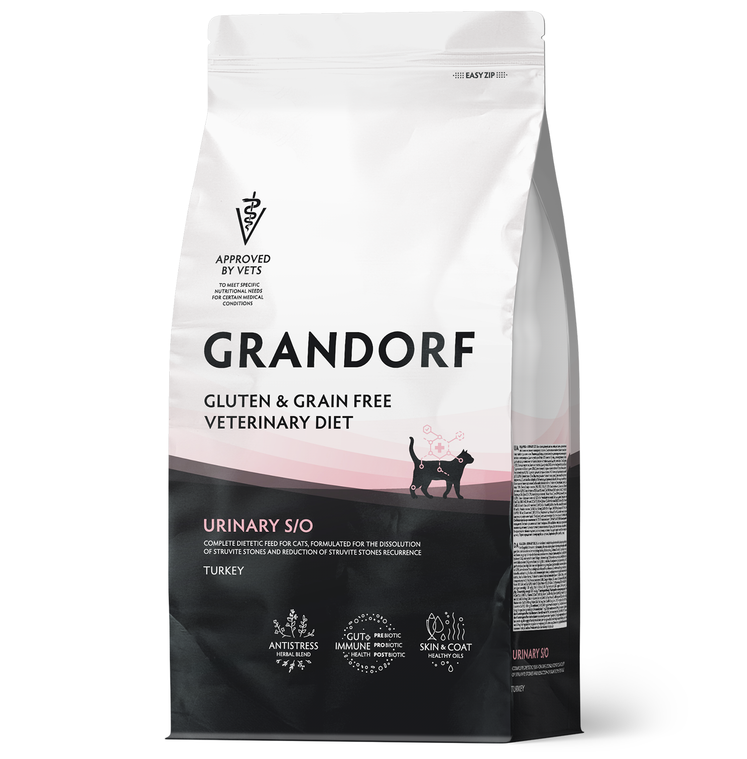 Gvet_cat_uri Grandorf GV Cat Veterinary Diet Turkey Urinary S/O Κλινική Δίαιτα για Γάτες με Τάση Σχηματισμού Ουρολίθων Στρουβίτη σε Ξηρά Μορφή με Γαλοπούλα 2 kgr - Image 1