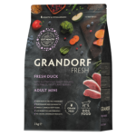 Grandorf GF Dog Fresh Duck Adult Mini Breed Ξηρά Τροφή Χωρίς Σιτηρά για Ενήλικους Σκύλους Μικρόσωμων Φυλών με Πάπια 3 kgr