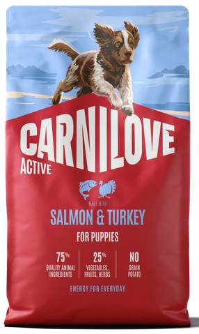 020-1268.png Carnilove Dog Puppy Salmon & Turkey Ξηρά Τροφή Χωρίς Σιτηρά για Κουτάβια όλων των Φυλών με Σολομό και Γαλοπούλα 4 Kgr - Image 1