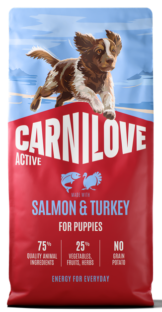 020-1269.png Carnilove Dog Puppy Salmon & Turkey Ξηρά Τροφή Χωρίς Σιτηρά για Κουτάβια όλων των Φυλών με Σολομό και Γαλοπούλα 12 Kgr - Image 1