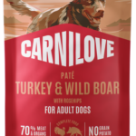 Carnilove Grain Free Dog Pouch Pate Turkey, Wild Boar & Rosehips Υγρή Τροφή Χωρίς Σιτηρά για Ενήλικους Σκύλους όλων των Φυλών με Γαλοπούλα, Αγριόχοιρο και Άγριο Τριαντάφυλλο 300 gr