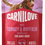 Carnilove Grain Free Dog Pouch Pate Turkey, Buffalo & Rose Petals Υγρή Τροφή Χωρίς Σιτηρά για Ενήλικους Σκύλους όλων των Φυλών με Γαλοπούλα, Βουβάλι και Ροδοπέταλα 300 gr