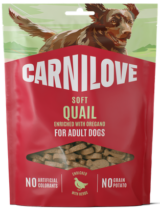 020-1317.png Carnilove Grain Free Dog Snack Soft Quail with Oregano Μαλακή Λιχουδιά για Ενήλικους Σκύλους με Ορτύκι και Ρίγανη 200 gr - Image 1