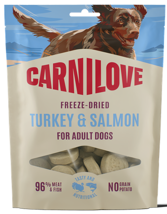 020-1321.png Carnilove Grain Free Dog Snack Freeze Dried Turkey & Salmon Λιχουδιά Ψυχρής Ξήρανσης για Ενήλικους Σκύλους με Γαλοπούλα και Σολομό 60 gr - Image 1