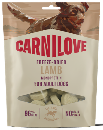 020-1322.png Carnilove Grain Free Dog Snack Freeze Dried Lamb Λιχουδιά Ψυχρής Ξήρανσης για Ενήλικους Σκύλους με Αρνί 60 gr - Image 1