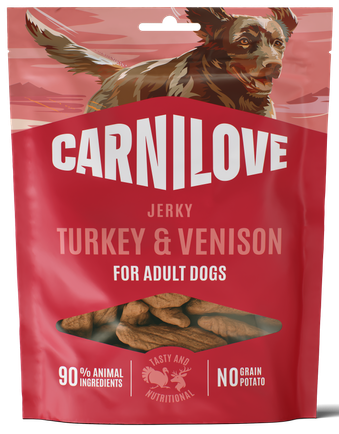 020-1324.png Carnilove Grain Free Dog Snack Meat Jerky Turkey & Venison Λιχουδιά για Ενήλικους Σκύλους με Γαλοπούλα και Ελάφι 100 gr - Image 1