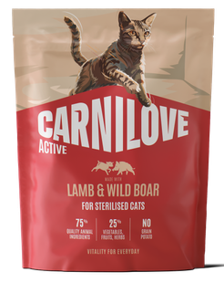 020-1327.png Carnilove Cat Adult Sterilised Lamb & Wild Boar Ξηρά Τροφή Χωρίς Σιτηρά για Ενήλικες, Στειρωμένες Γάτες με Αρνί και Αγριόχοιρο 400 gr - Image 1