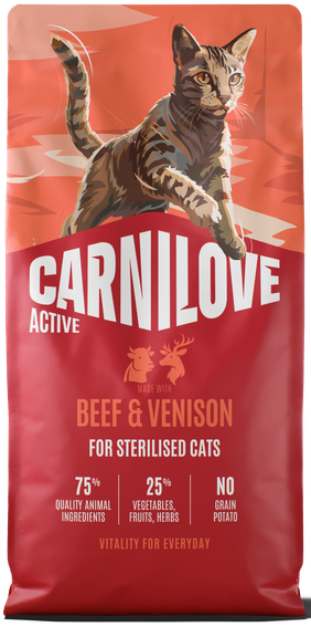 020-1344.png Carnilove Cat Adult Sterilised Beef & Venison Ξηρά Τροφή Χωρίς Σιτηρά για Ενήλικες, Στειρωμένες Γάτες με Μοσχάρι και Ελάφι 6 Kgr - Image 1
