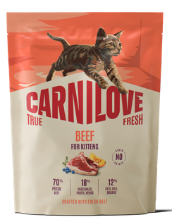 020-1357.png Carnilove True Fresh Cat Kitten Beef Ξηρά Τροφή Χωρίς Σιτηρά για Γατάκια όλων των Φυλών με Φρέσκο Μοσχάρι 400 gr - Image 1