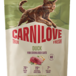 Carnilove True Fresh Cat Adult Sterilised Duck Ξηρά Τροφή Χωρίς Σιτηρά για Ενήλικες, Στειρωμένες Γάτες με Φρέσκια Πάπια 400 gr