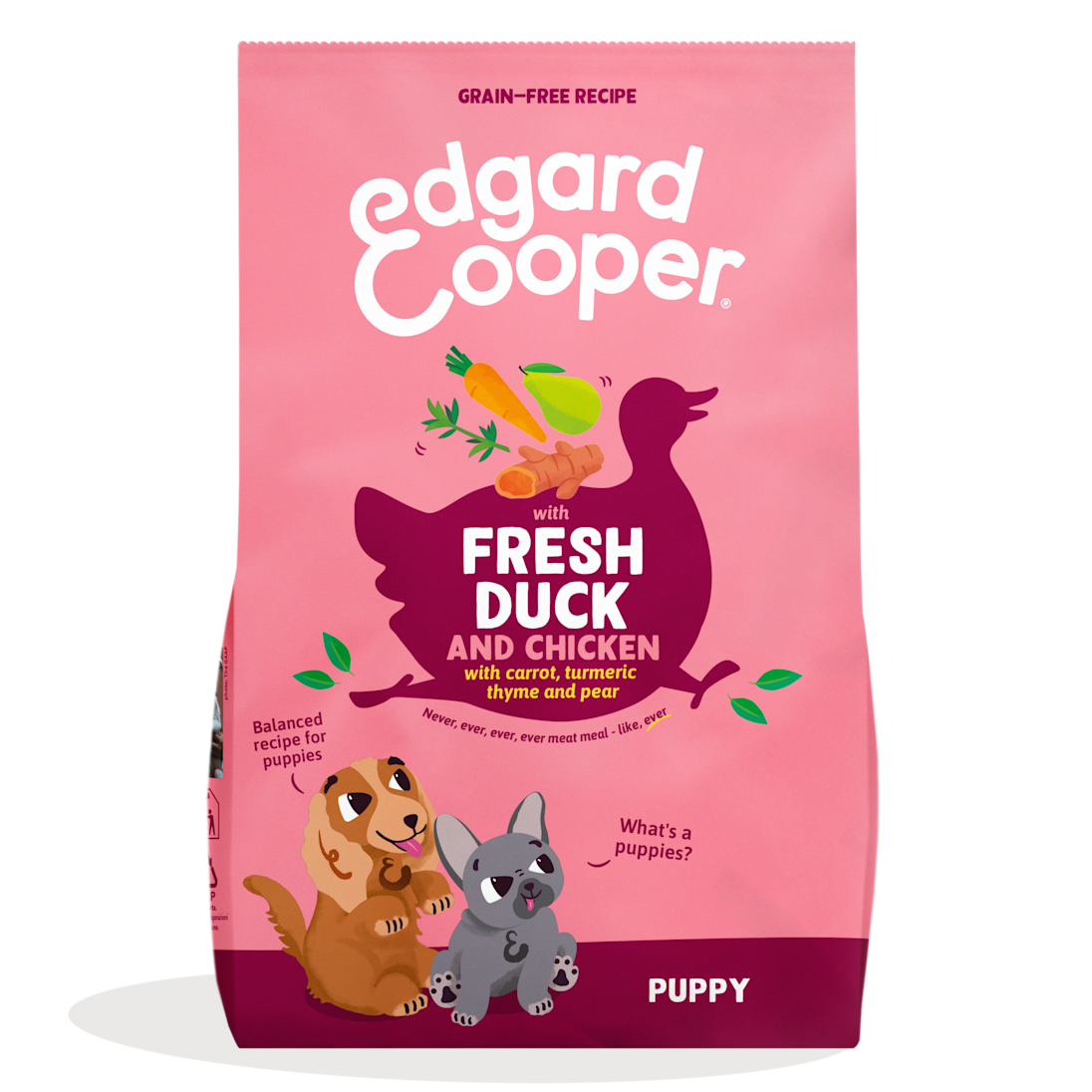 EC_Dog_Puppy_Duck_Export_DTC.png Edgard και Cooper Ξηρά Τροφή Χωρίς Σιτηρά για Κουτάβια με Πάπια και Κοτόπουλο 2,5 Kgr - Image 1